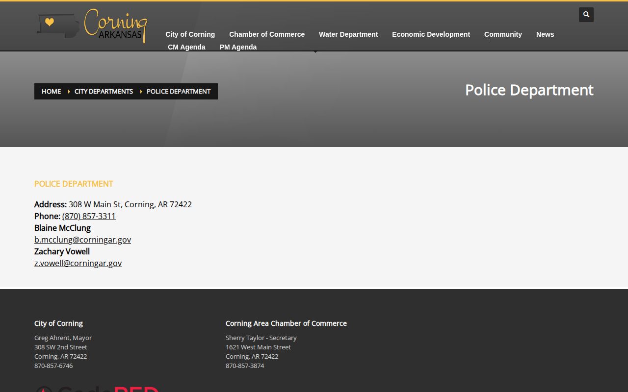 Corning Police Department source for Corning recent arrest records in Clay County