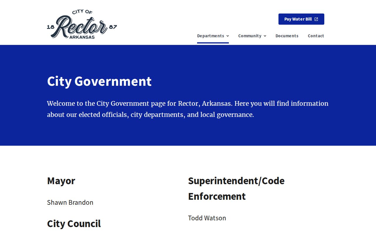Rector city government source identifying police leadership for arrest record requests