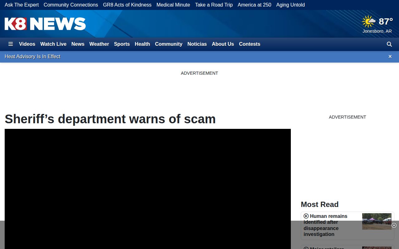 Clay County arrest warrant scam warning reported by KAIT8